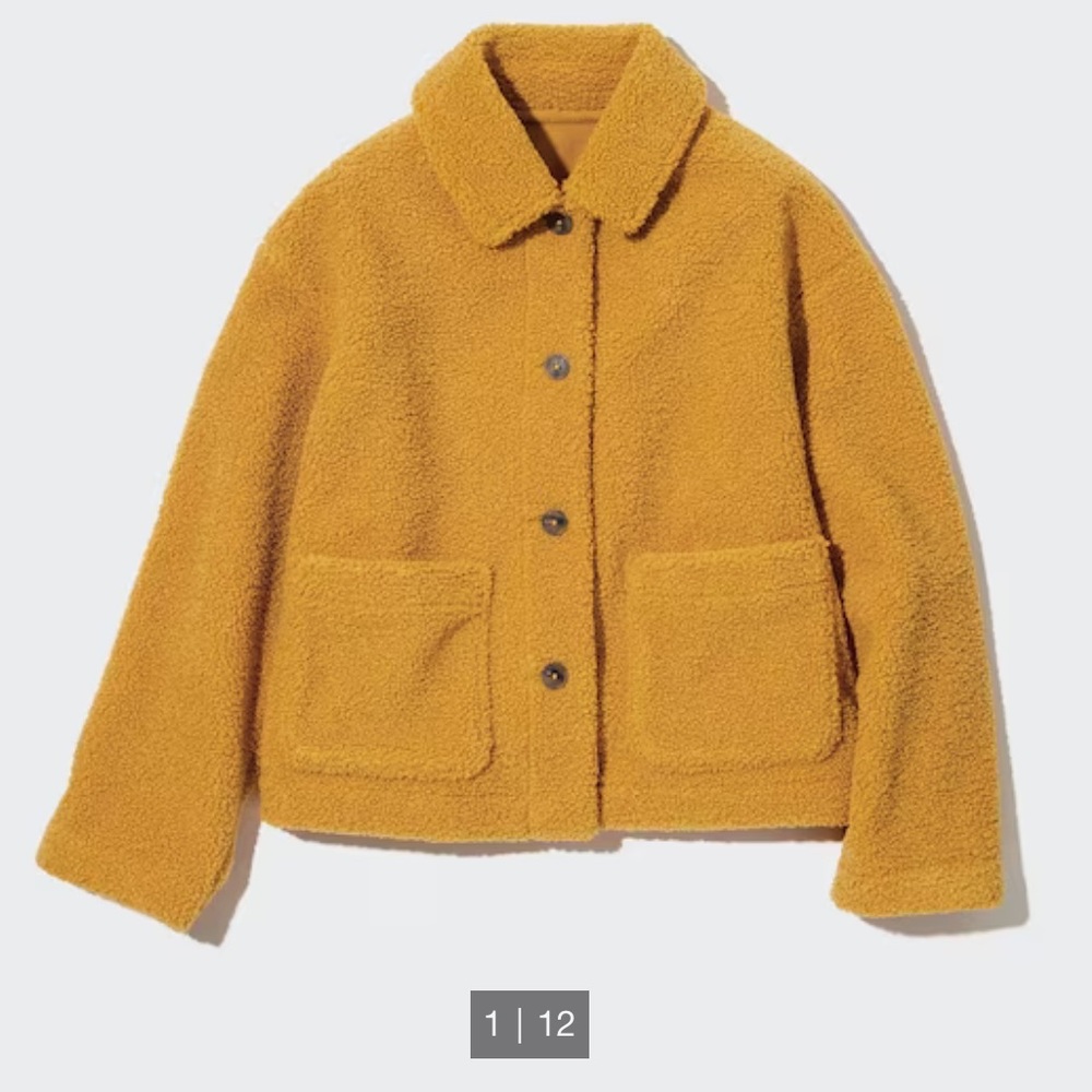 ISO Uniqlo Mustard Teddy Jacket, size LARGE
